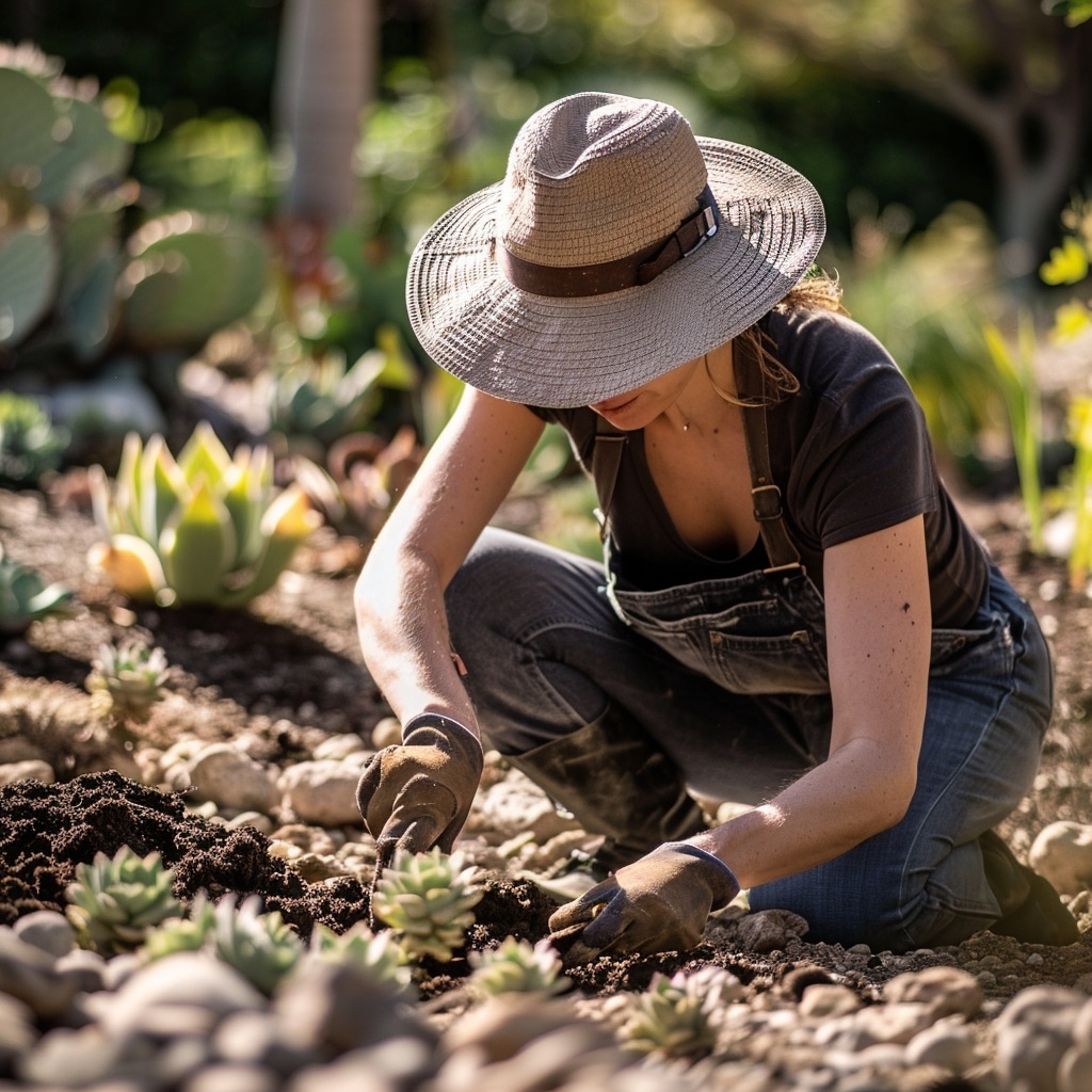 Préparation du sol pour un jardin sec