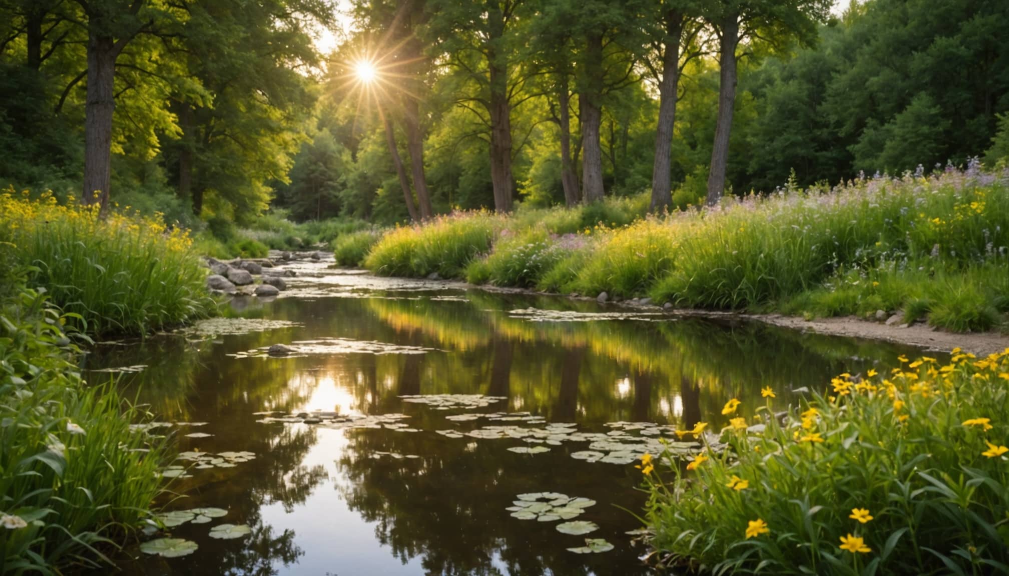 Analyse d'un paysage avec éléments naturels et humains  
Vue détaillée d'un environnement naturel et bâti