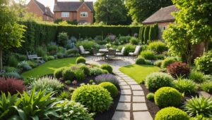 plan de jardin avec des fleurs et des légumes