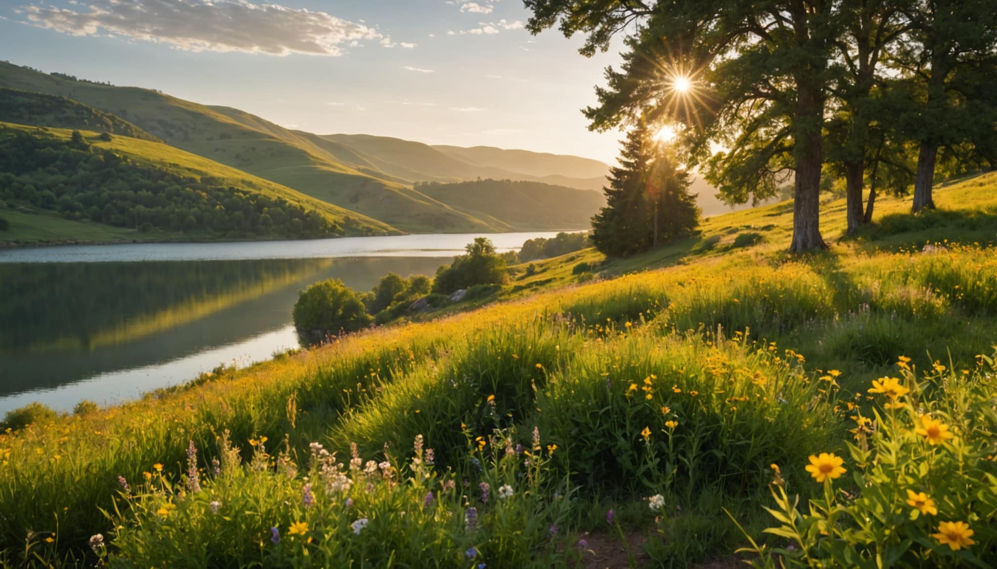 Analyse d'un paysage avec éléments naturels et humains