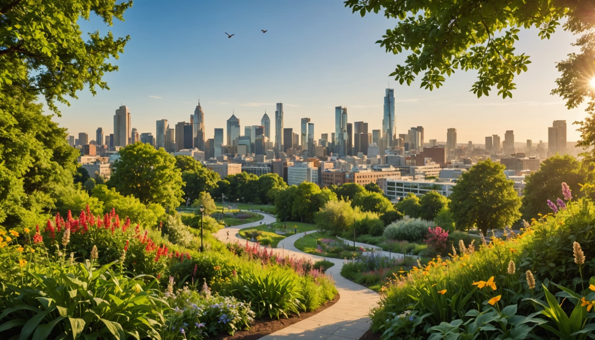 Espaces verts intégrant biodiversité en ville  
Zones de biodiversité enrichissant l'environnement urbain