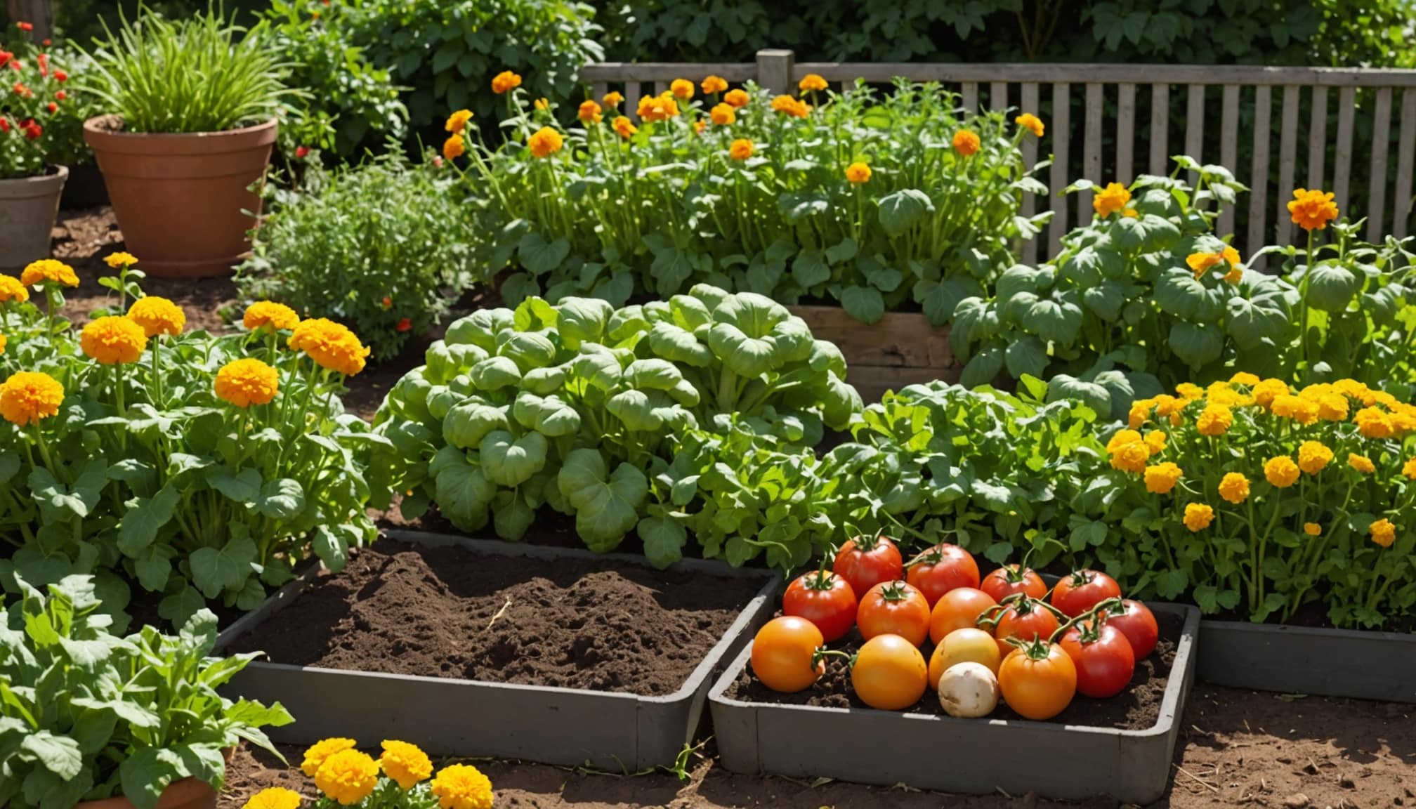 Jardin potager alliant légumes et fleurs esthétiques  
Potager design avec harmonie entre fleurs et légumes