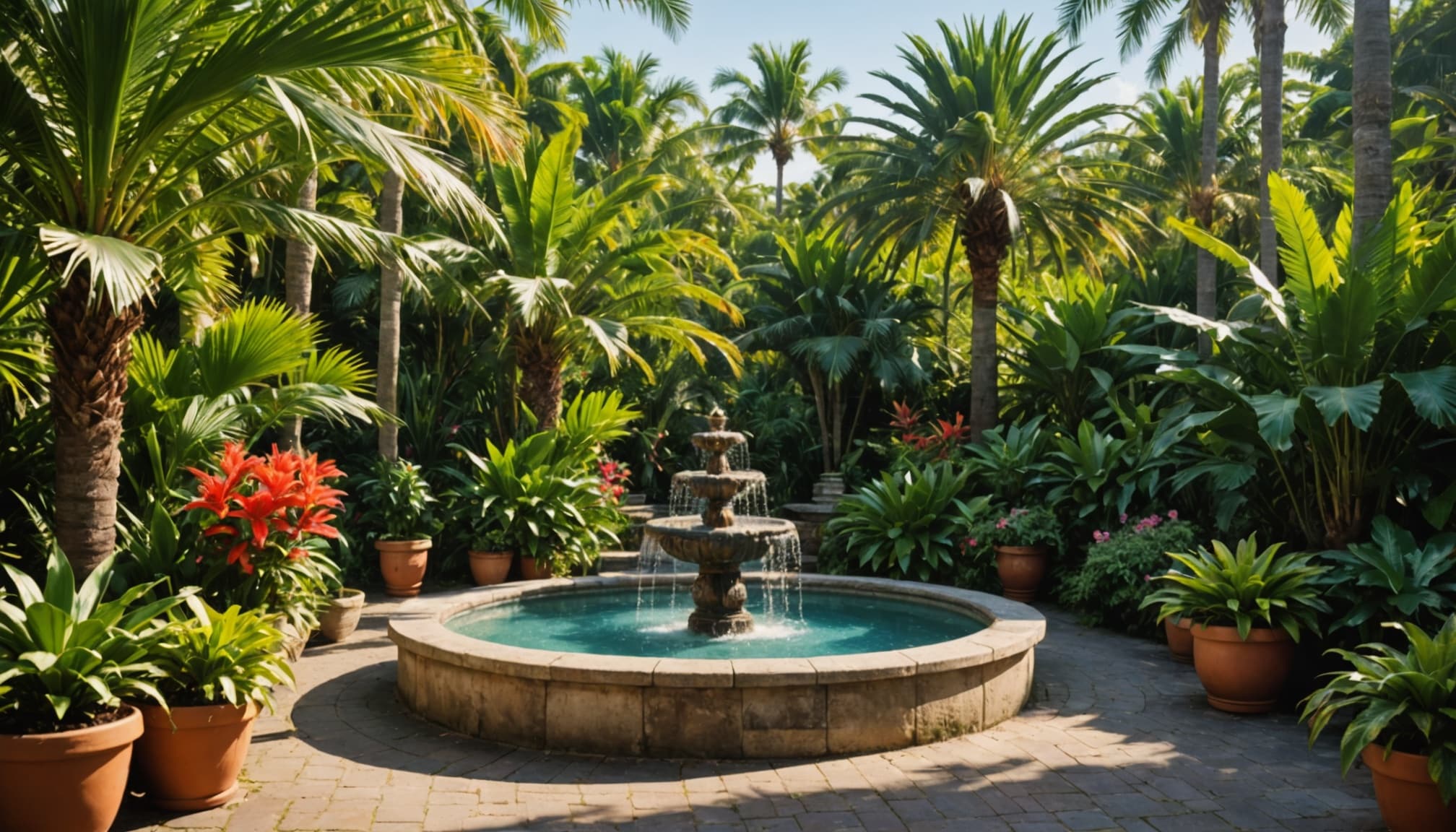 plantes exotiques luxuriantes dans un jardin verdoyant  
espace botanique coloré avec espèces tropicales variées